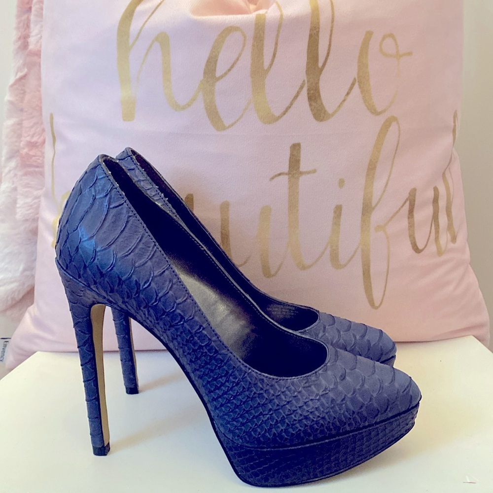 Enzo Angiolini Pumps - Navy Faux Snakeskin